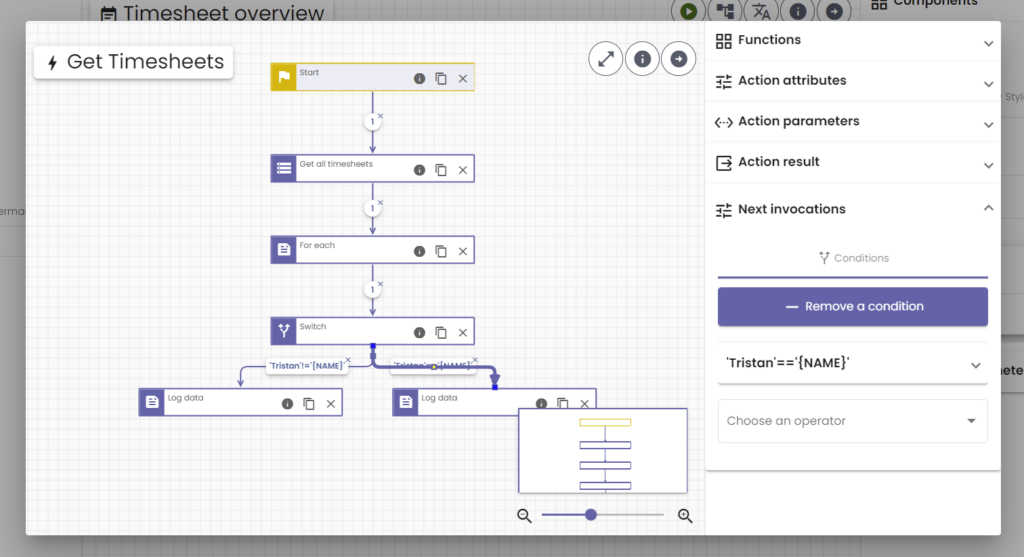 Nocode action editor