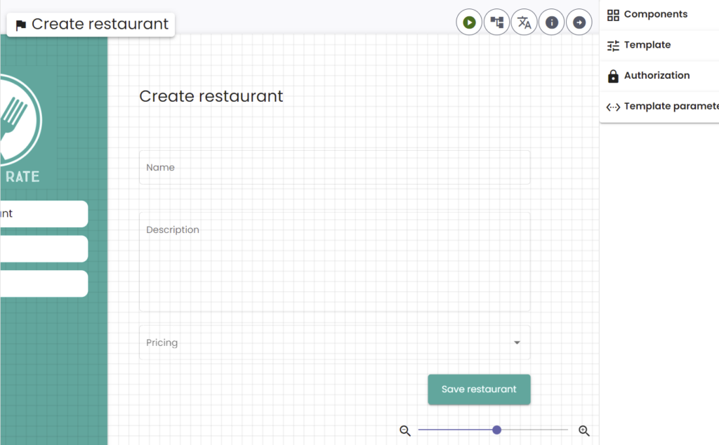 Create restaurant nocode