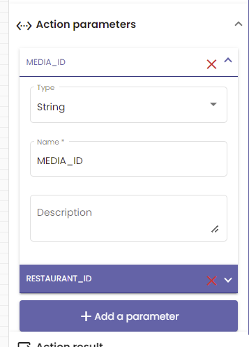 nocode action parameters