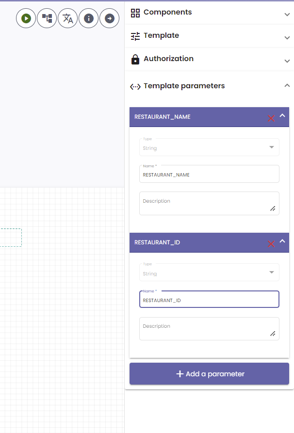 No code template editor parameters