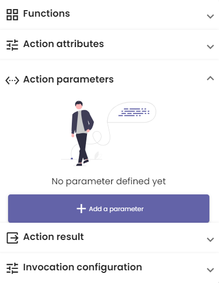 The action parameters tab.