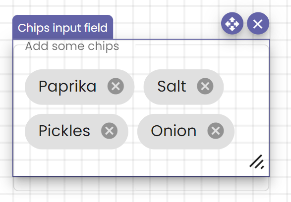 The chips input field component with some crisps flavors.