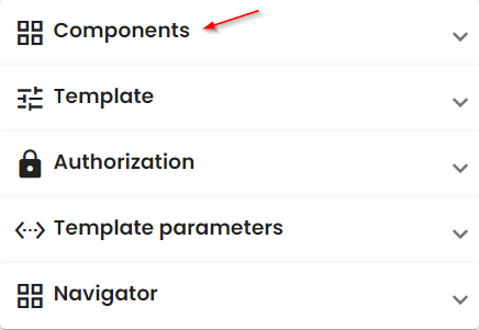 Unopened components tab, indicated by a red arrow.
