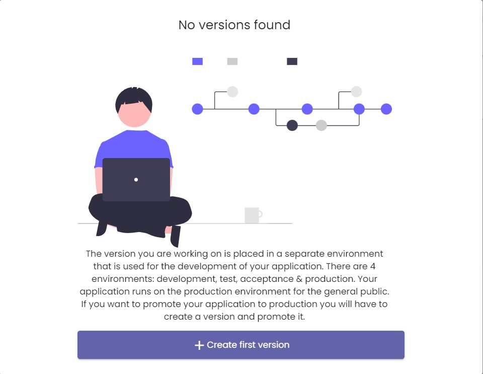 Displayed when no version has been created yet.