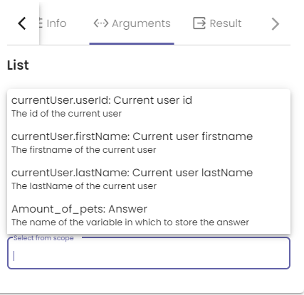 The list of variables in the scope. We must select the last one, "Amount_of_pets"
