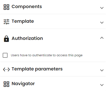 Template authorization tab with no access restrictions in place.