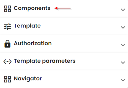 A red arrow indicating where the Components section can be found.