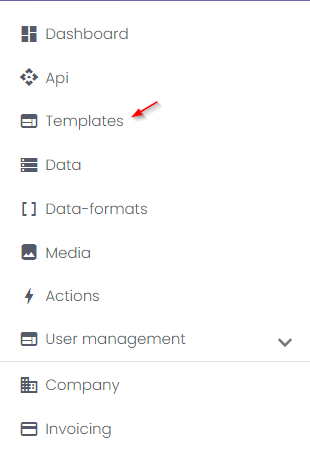 Templates tab in the main menu.