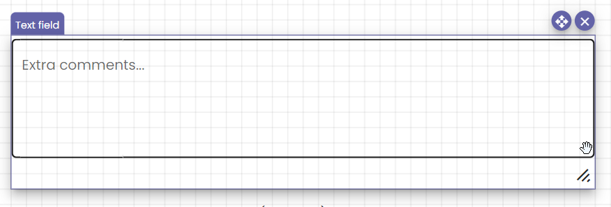 An empty text field component for extra comments.