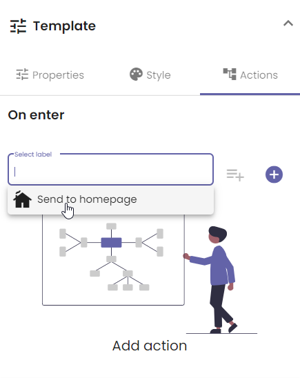 Add an existing action as a template action.