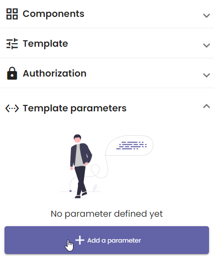 The template parameters tab in the toolbar.