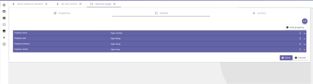 Baserow page dataformat