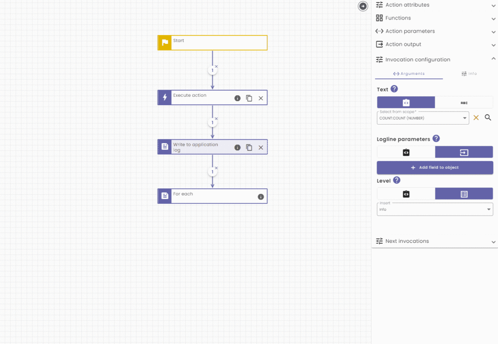 Configure the for each in nocode x