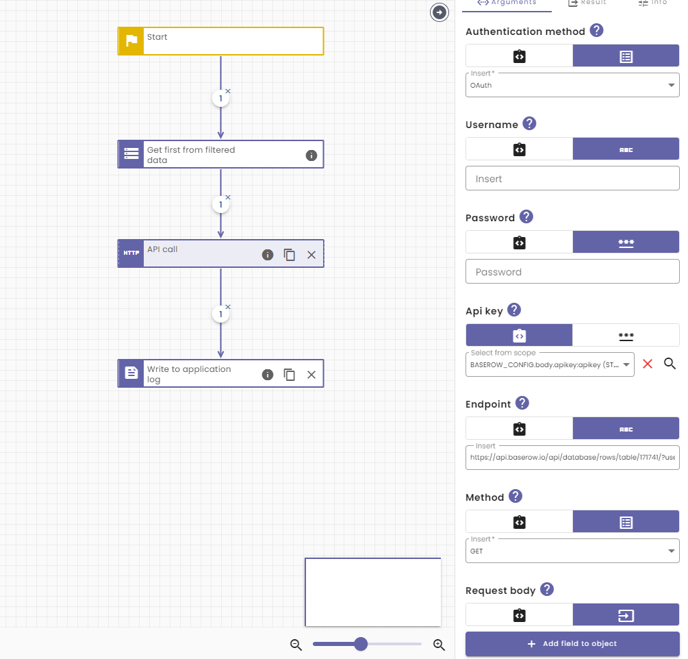 NoCode API call