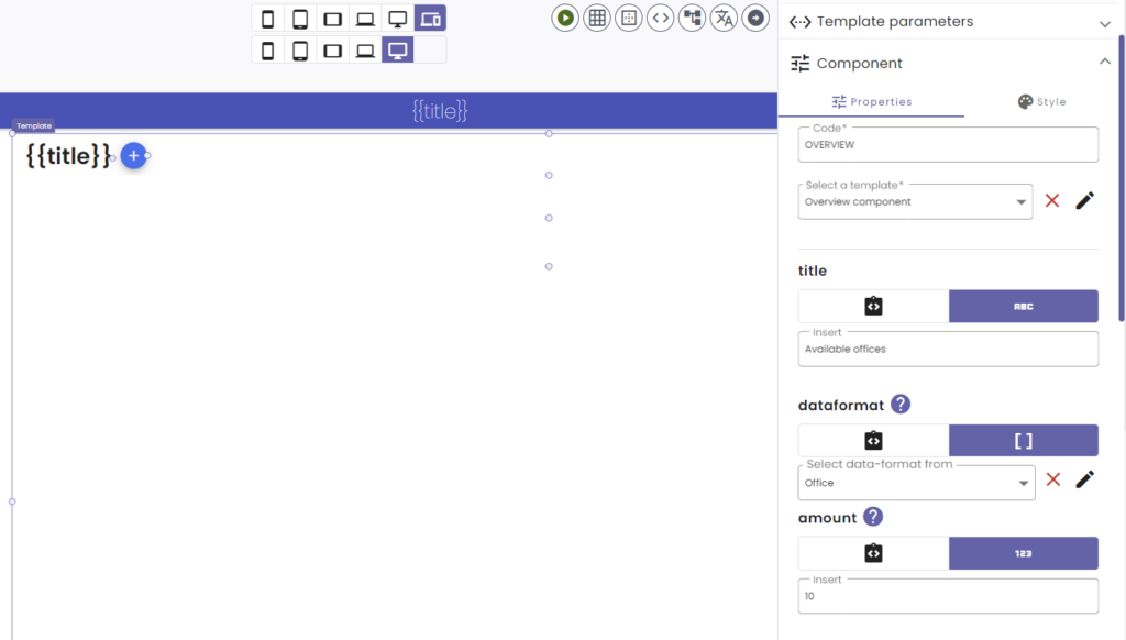 Set the properties of your nocode overview component