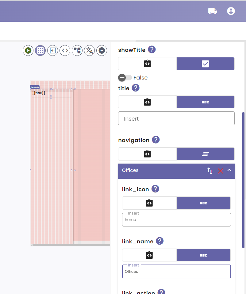 Nocode sidenav settings