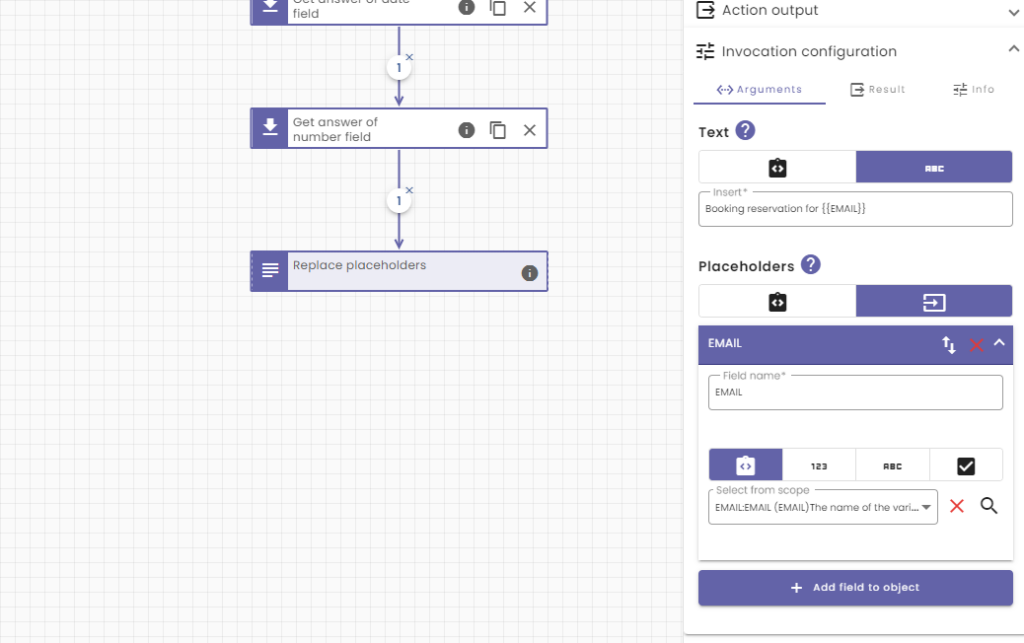 Replace placeholders in a string with nocode