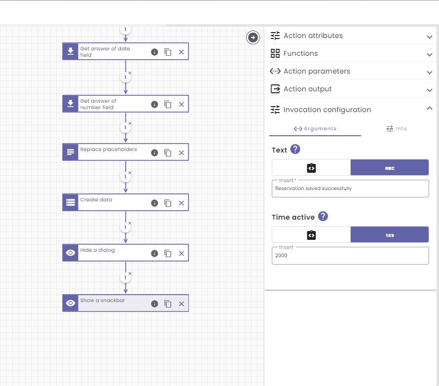 Snackbar configuration in nocode-x