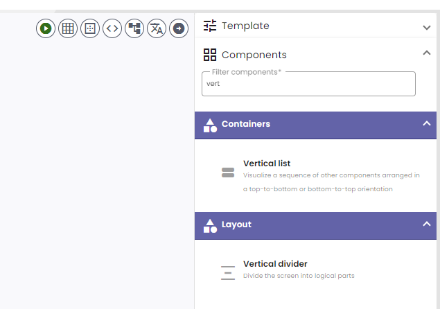 Vertical list nocode component